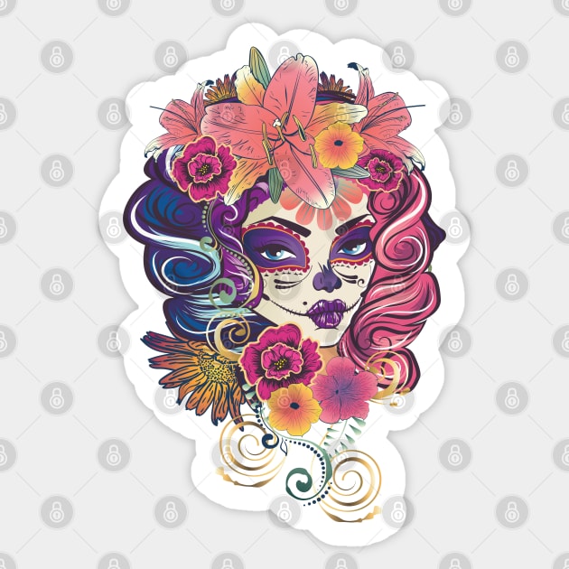 Calavera girl with flowers Sticker by AnnArtshock